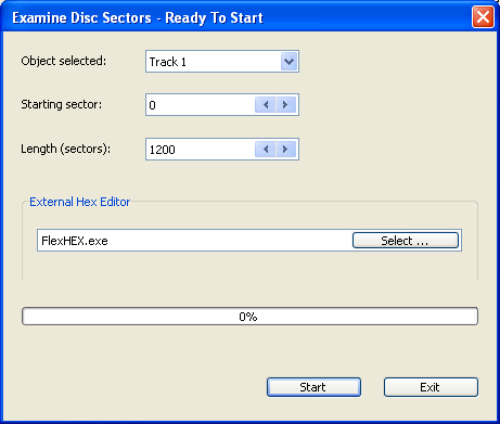 Examine CD / DVD / BD data using external hex editor