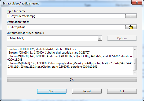 Extracts video / audio streams